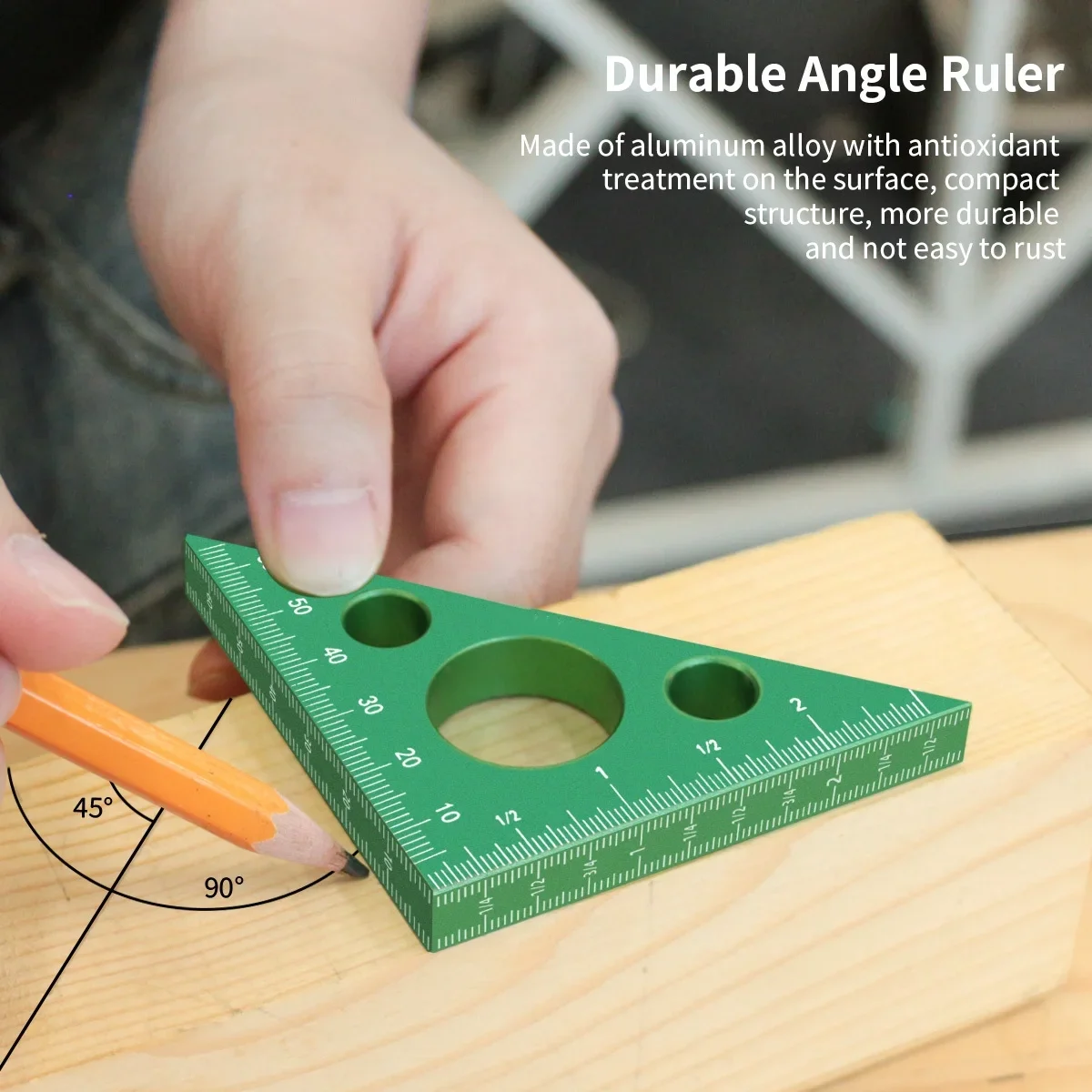 

45-градусная угловая линейка, алюминиевая имперская и метрическая шкала, квадратная треугольная линейка из алюминиевого сплава, точность для деревообработки своими руками
