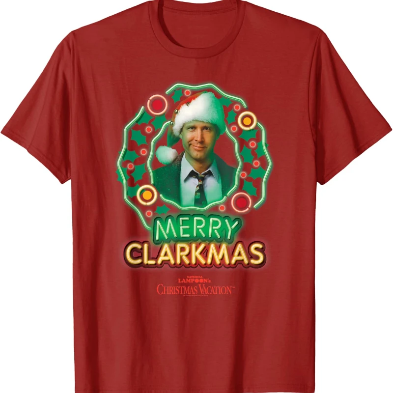 Merry Christmas Camiseta De Navidad Neon Clar Negro Mens Graphic Tshirts Loose Casual Fashion All-match Regular Short Sleeve
