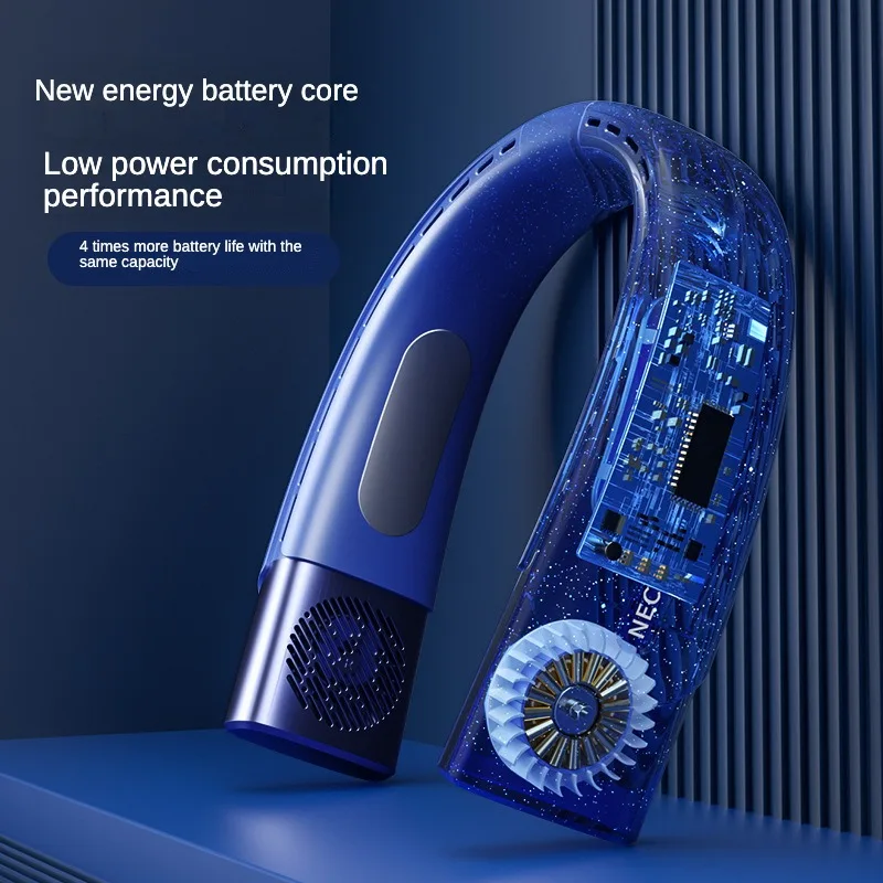 4000mAh Hanging Neck Fan Conditioner Type-C USB Rechargeable Air Cooler 5 Speed Electric Fan For Sports Portable Air