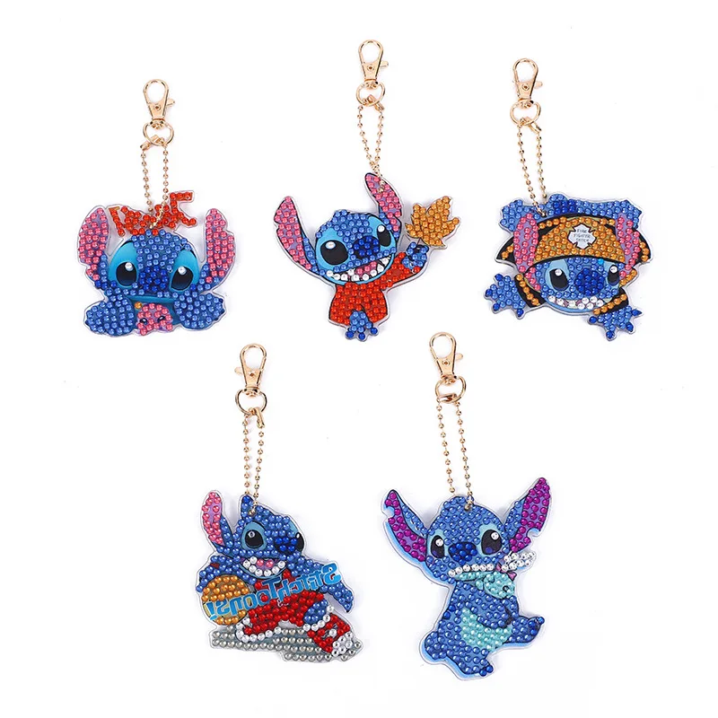 Cartoon Stitch Diamond Drawing Keychain Crystal Diamond DIY Cute Acrylic Pendant Decorative Gift