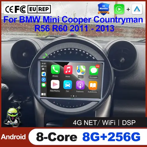 BMW Mini Cooper Countryman R56 R60 2011 - 2013 용 Android Auto 자동차 라디오 무선 Carplay 자동 AHD WIFI 4G 멀티미디어 라디오