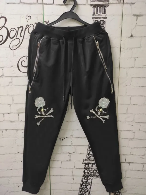 Luxury autumn and winter Rhinestone pants men's  fashion youth leisure