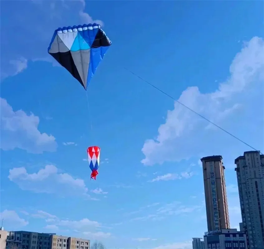 Envío Gratis, pipa de diamante azul de 3m, pipa grande y suave volando para adultos, pipa de nailon, camiseta giratoria con cuerda, pipa grande gigante