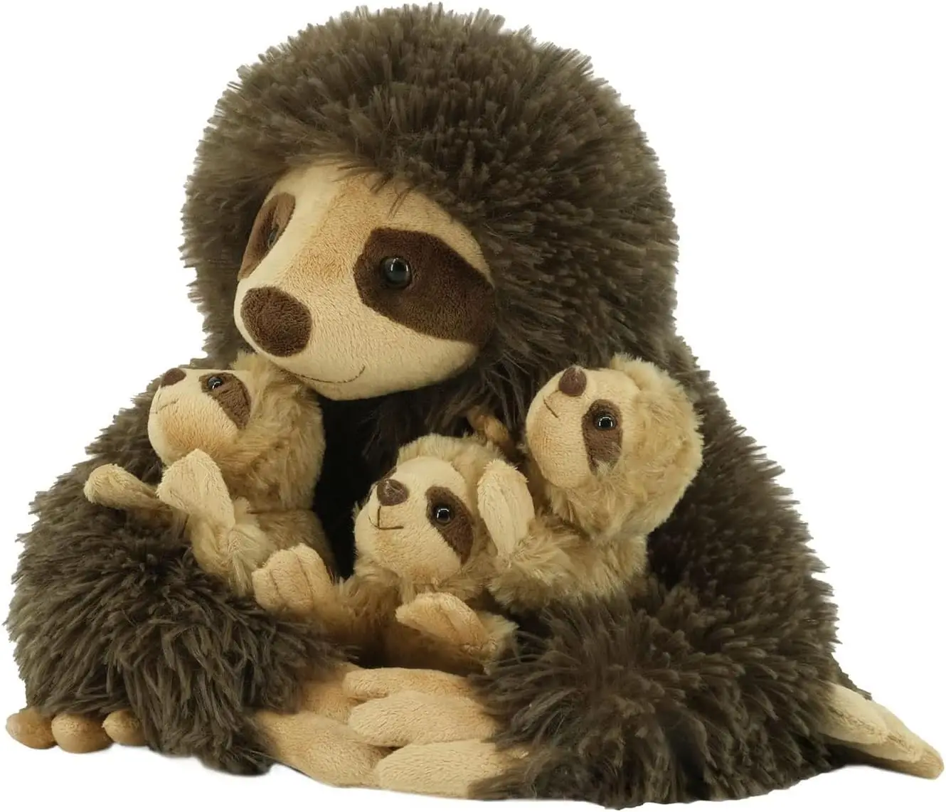

4PCS Sloth Plush Toy Set Large Mom Sloth with 3 Baby Sloths Soft Stuffed Animal Doll Cute Sloth Family Plush Gift for Kids