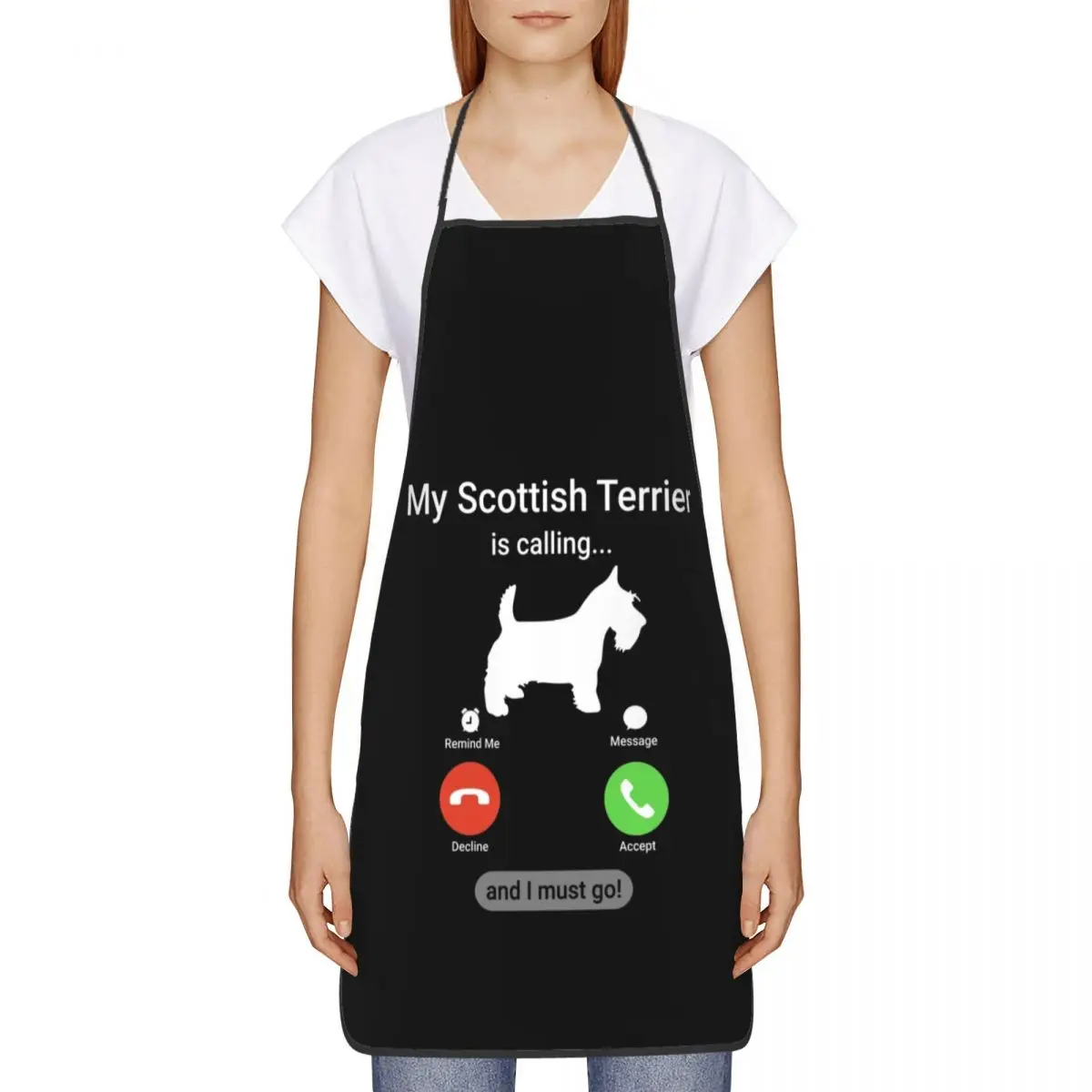 My Scottish Terrier Is Calling Apron Women Men Unisex Bib Scottie Dog Kitchen Cooking Tablier Cuisine Chef Gardening