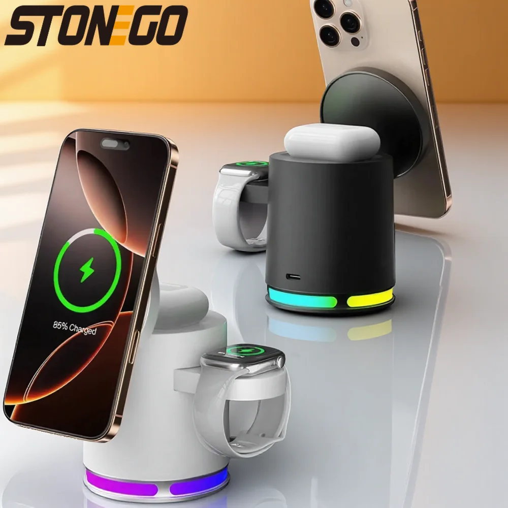 3 in 1 Magnetic Wireless Fast Charger for iPhone 12 16 Apple Watch AirPods Samsung Charging Station