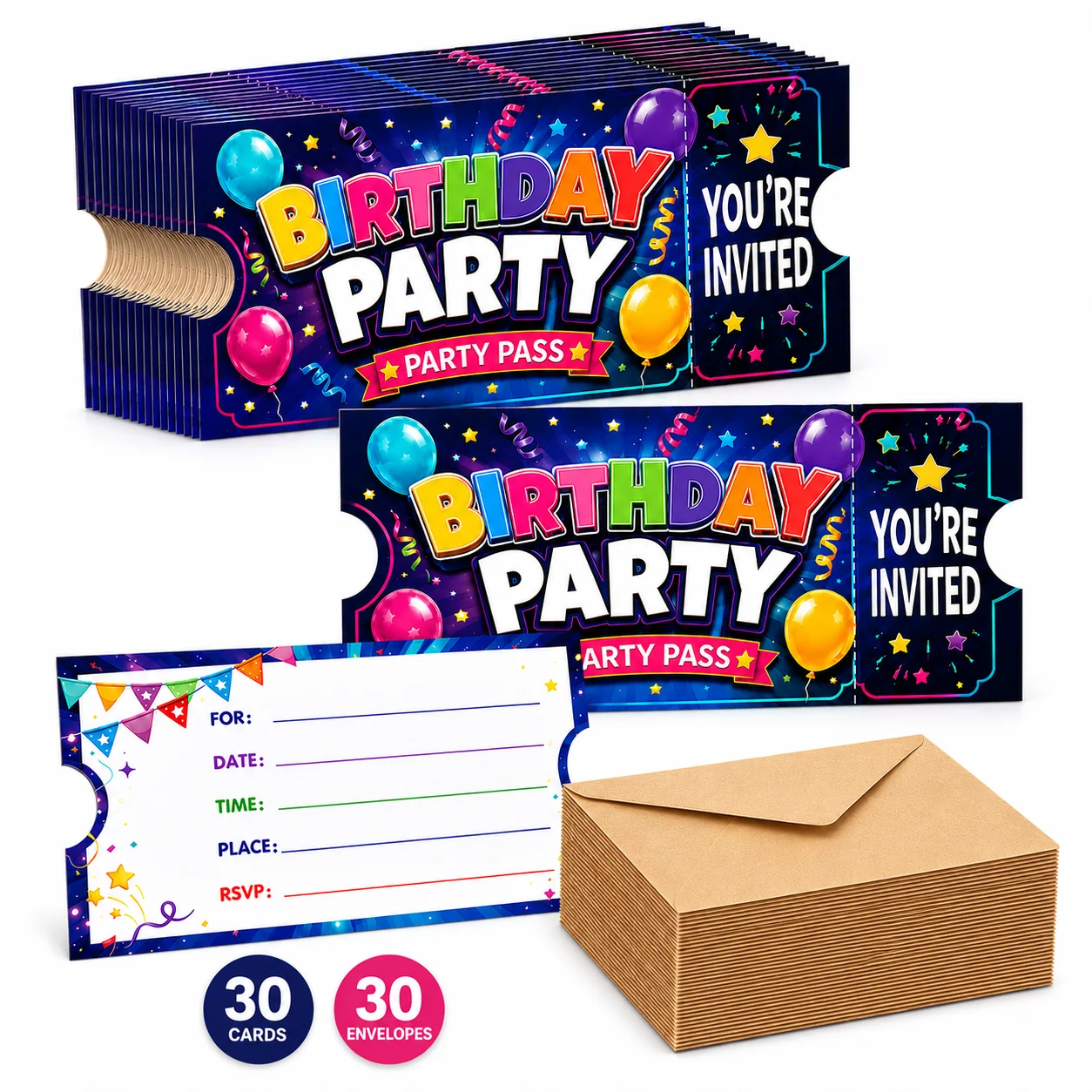 30-cartoes-de-convite-para-festa-de-aniversario-com-30-envelopes-kraft-faca-voce-mesmo-estilo-bilhete-convites-para-festa-suprimentos-para-celebracao