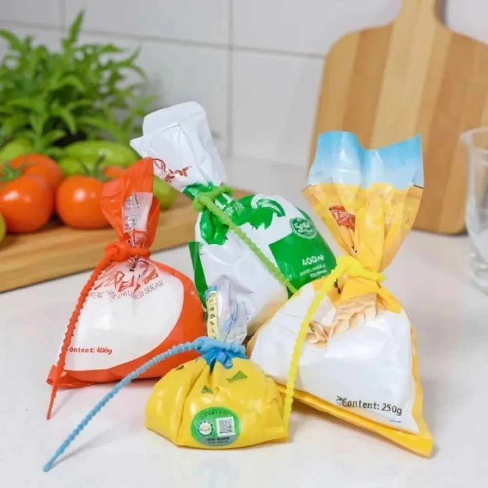 30PCS Colorful Silicone Tie Tadpole Shaped 15cm Reusable Cable Wire Organizer Earphone Line Tidy Clips Food Bag Sealing Strap