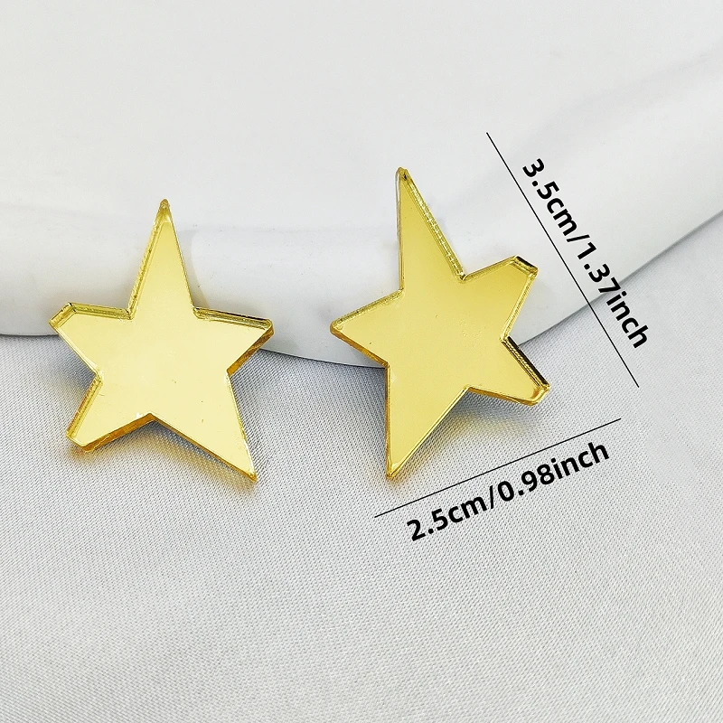 KUGUYS Fashion Vintage Carnival Stars Stud Earrings For Women Mirror Acrylic Jewelry Accessories