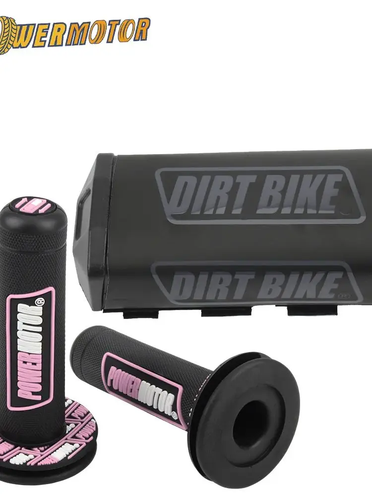 AliExpress PowerMotor Motorcycle Handle Grips with Handlebar Pad Fat Bar Chest Protector Cross 1-1/8 22 24mm Handle Bar Accessories Dit Bike Motocross