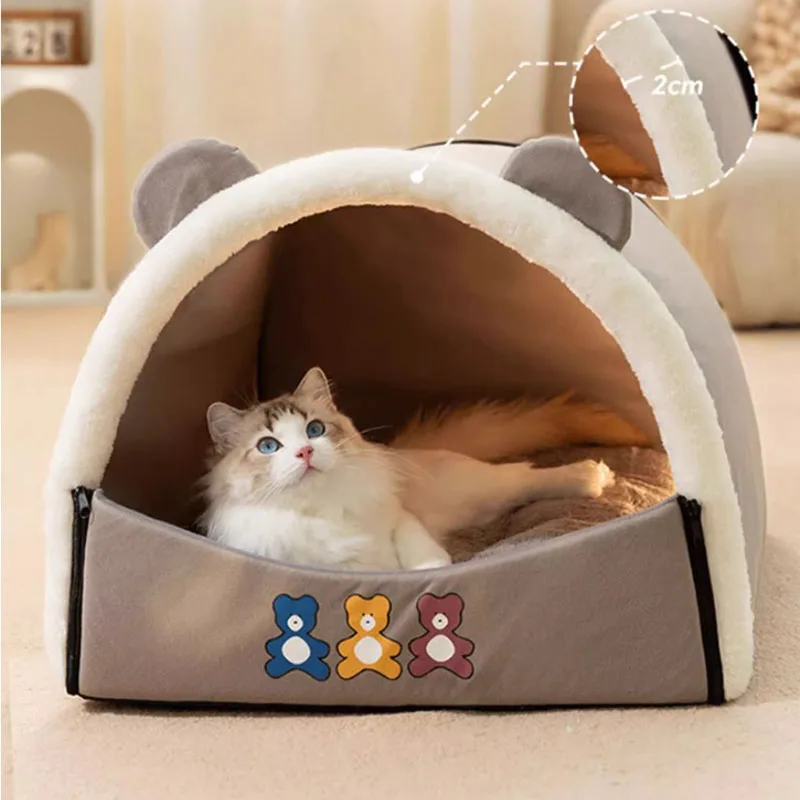 Indoor Dog House Soft Cozy Dog Cave Bed Foldable Removable Warm House Nest Medium Animals Kennel Niche Pour Chien Accessories