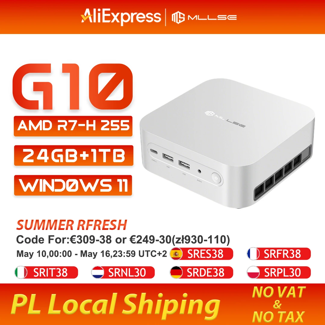 Mllse G10 Mini PC Nieuwe AMD Ryzen 7 H 255 24GB RAM 1TB SSD Wi-Fi 6 BT5.2 USB4.0 Windows 11 Pro Gaming Desktop Mini Computer