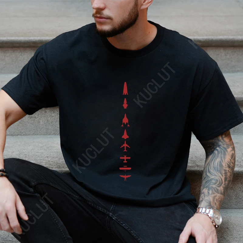 T Shirt for Men Clothing Fashion DNA of Flight Printed T Shirts Evolution Airplane Harajuku Tees Casual Oversized Men's Clothing