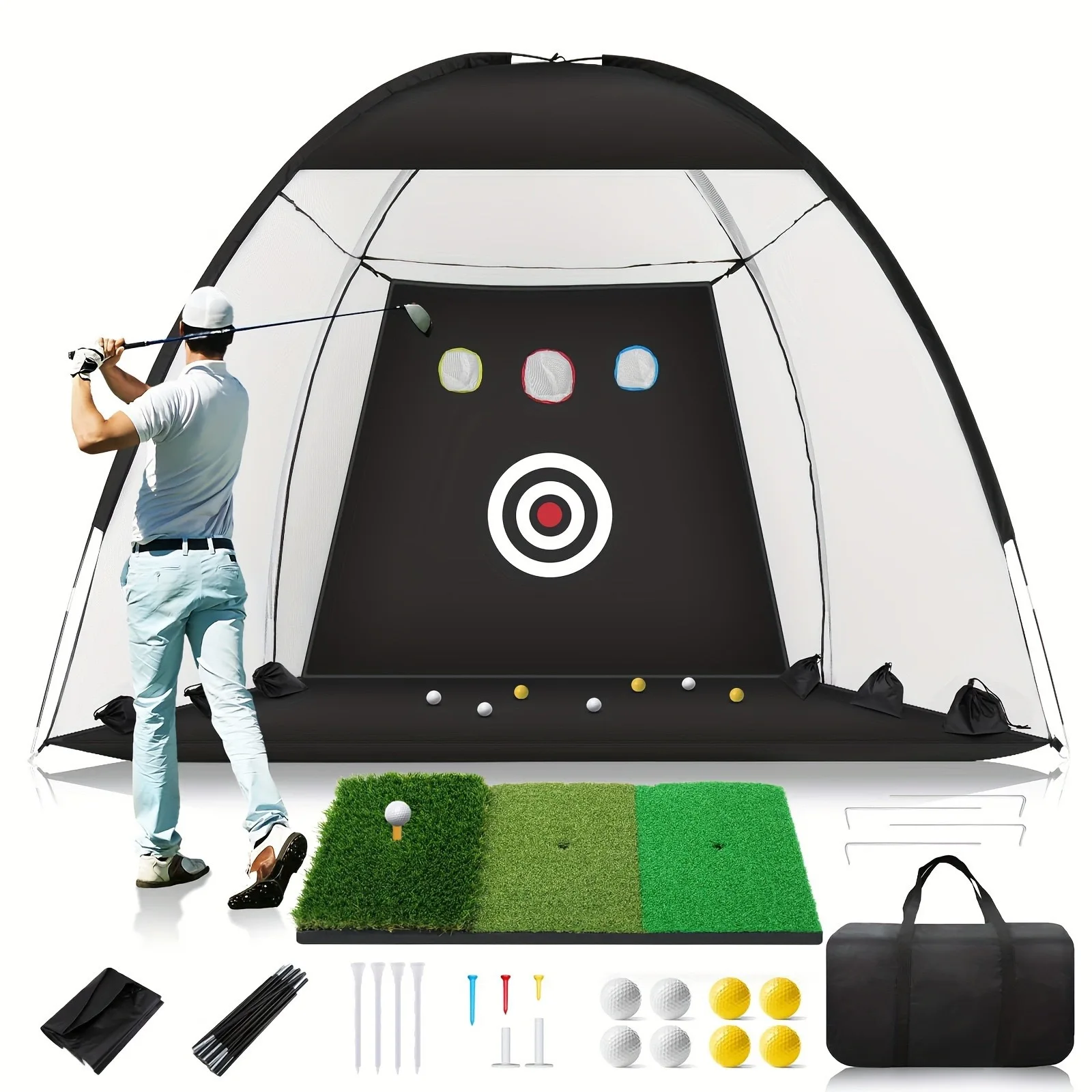 Golf Net Practice Indoor 1M/2M/3M Outdoor Foldable Golf Simulator Indoor Package Hitting Practice Training Aids and Accessories