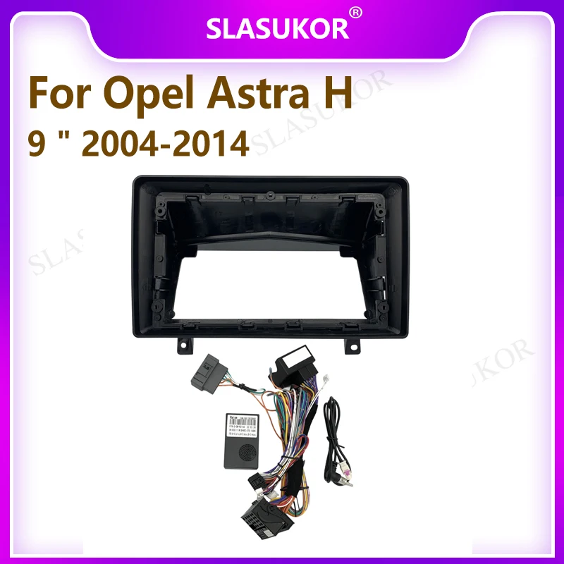 9 Inch For Opel Astra H 2004-2014 Car Frame Plug Audio Fitting Adaptor Dash Trim Kits Facia Panel Radio Player With Wire