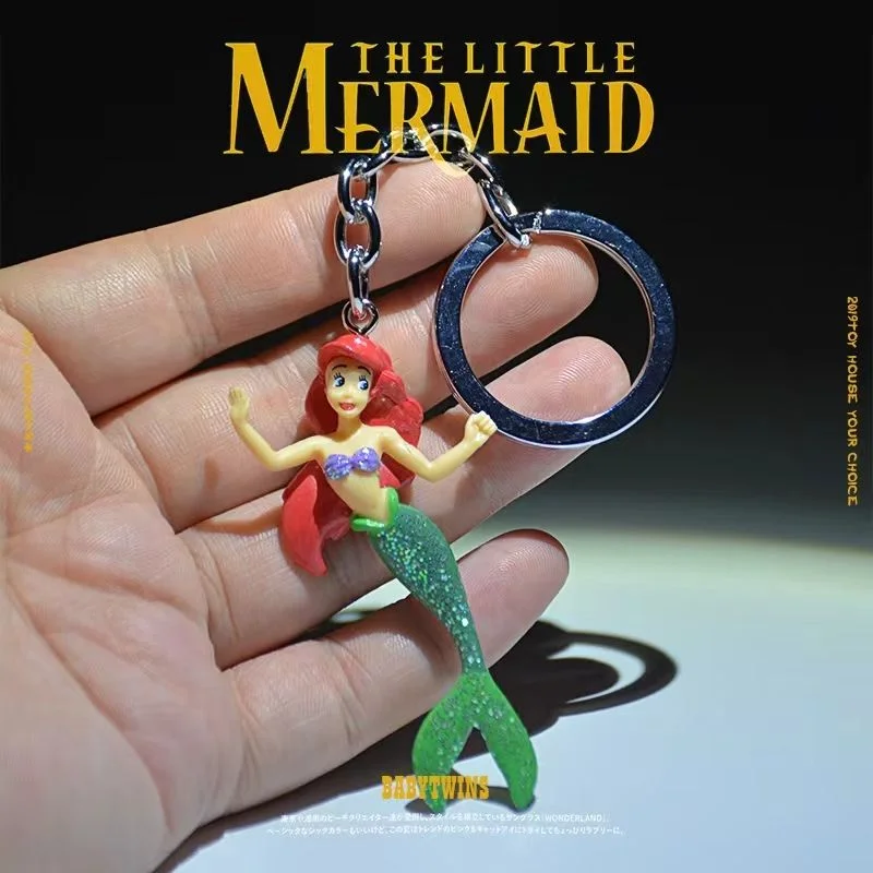 Disney Princess Ariel Figure Cinderella Aurora Belle Doll Bagpendant Keychain Ornaments Accessories Cartoon Toy