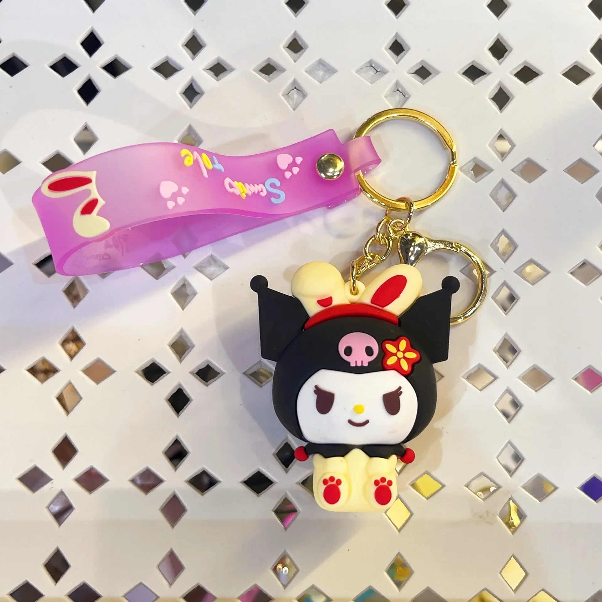 Cartoon Animation Hello Kitty in My Melody, Kuromi Around Sanrio Cinnamoroll Doll portachiavi ciondolo chiave per auto ornamenti Shunbao