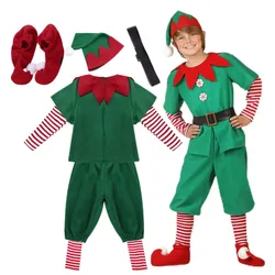 2025 Christmas Clothing Set Boy Girl Family Matching Outfit Kid Adult Santa Claus Cosplay Costume Hat Socks Pant Elf Clothes