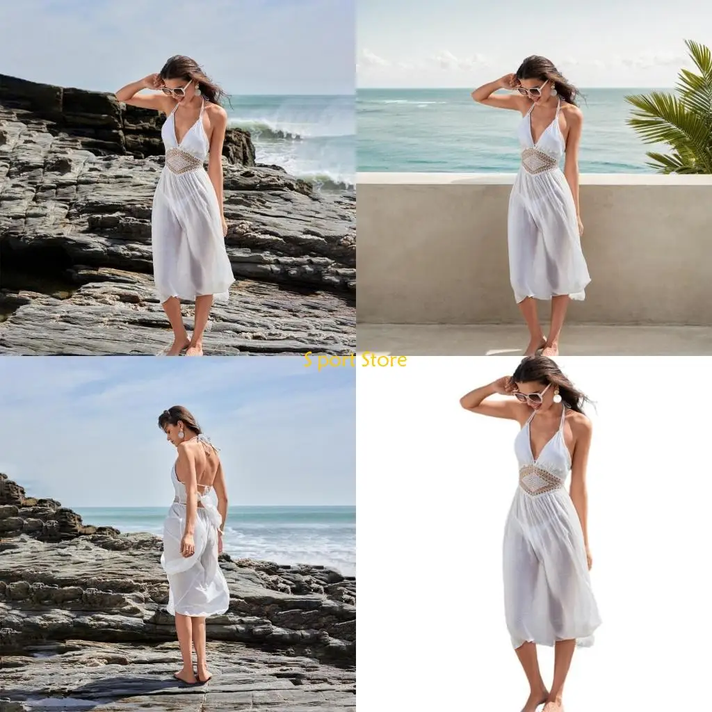 

U2JB пляжное платье для путешествий, модное женское платье без рукавов для плавания, купальник с v-образным вырезом и v-образным