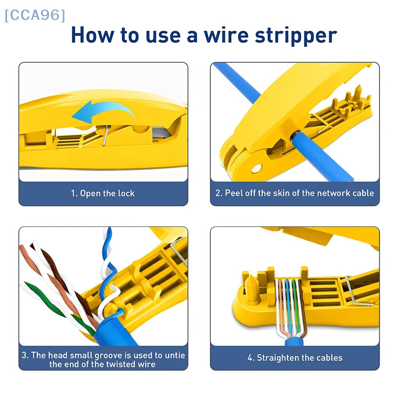 4-in-1 RJ45 Network Cable Tool With Cutting, Stripping, Untangling, And Straightening Functions Applies To STP/UTP Cable.