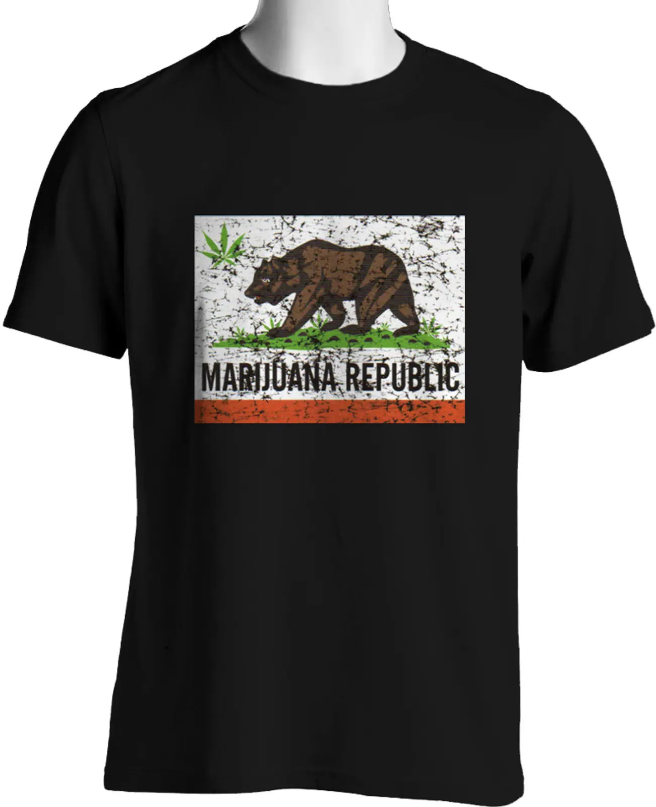 

Funny Republic California Flag Weed Smoking T-Shirt. Summer Cotton Short Sleeve O-Neck Mens T Shirt New S-3XL