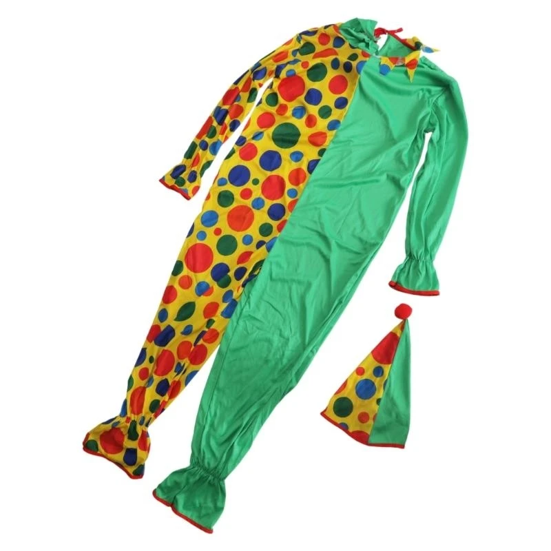 5asd 2Pcs Clown Costume Accessories Adult Clown Costume Rainbow Clown Jumpsuits Clown Dressing Up Costumes Clown Outfits