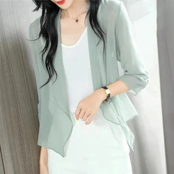 Chiffon Shawl Women Coat 2026 mmer Fashion Thin Loose Cardigan Top Ladies Wild Short Female Sun Protection Clothing Jacket
