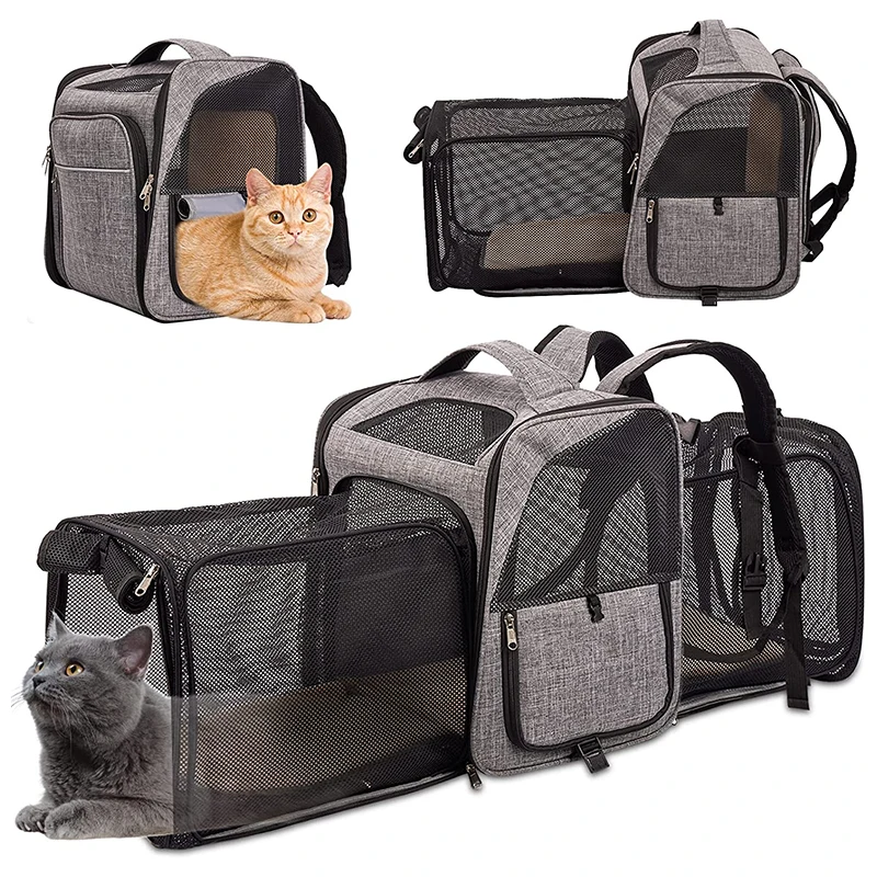 

Cat Backpack Carrier Expandable Pet Backpack for Cats Small Dogs Breathable Mesh Collapsible Cat Travel Bag Transporte Pet