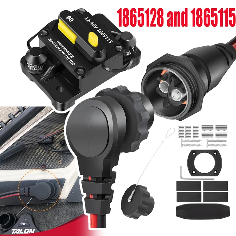 MKR-27 60 AMP Circuit Breaker 1865115 & MKR-28 Trolling Motor Plug and Receptacle 1865120 Combo, for Minn Kota Motors 12-48V