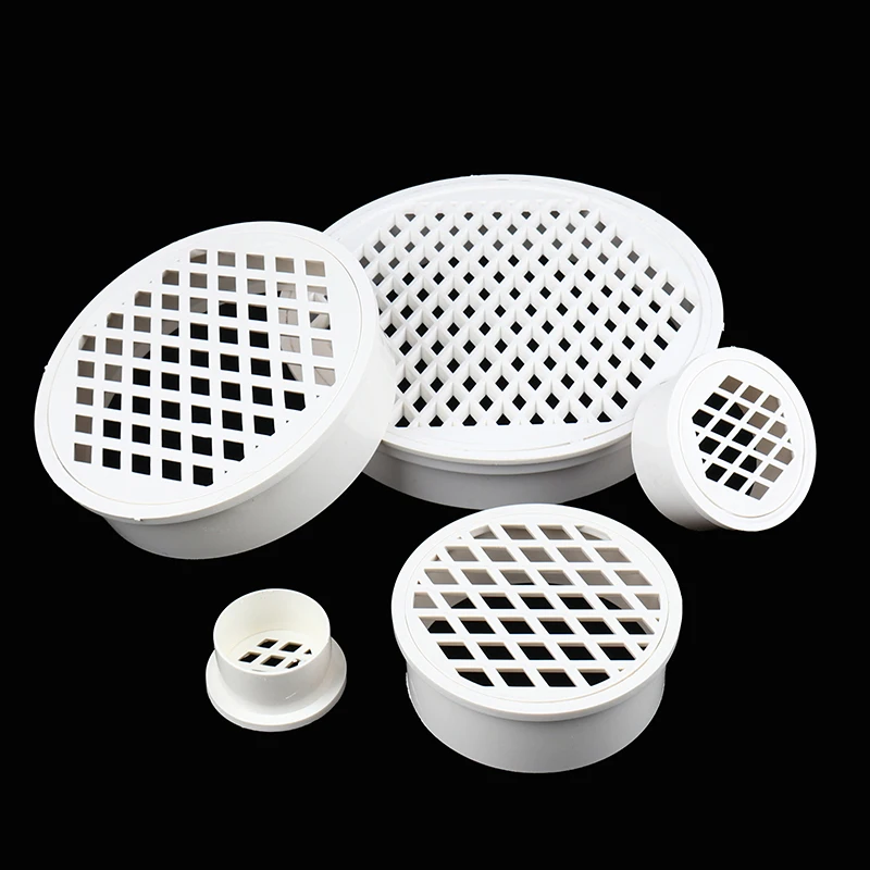 100% brandneue und hochwertige Einsatz Typ einfache Boden ablauf PVC 50-400 Rundrohr End kappe Filter Netz Entlüftung