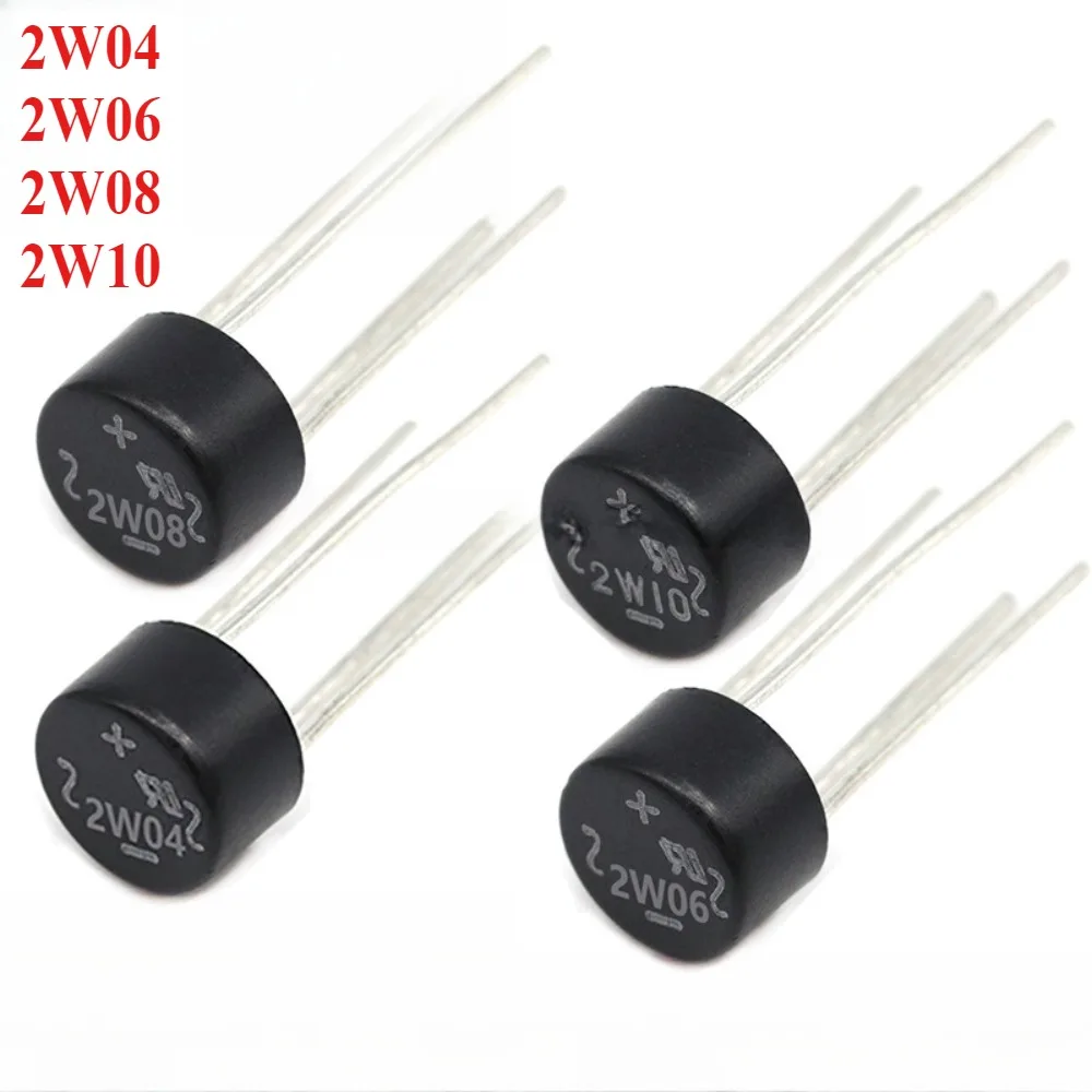 

10pcs 2W04 2W06 2W08 2W10 Single Phase Bridge Rectifier 800V 1000V 2A, KBL Round Case with Mounting Hole for Industrial Power Su
