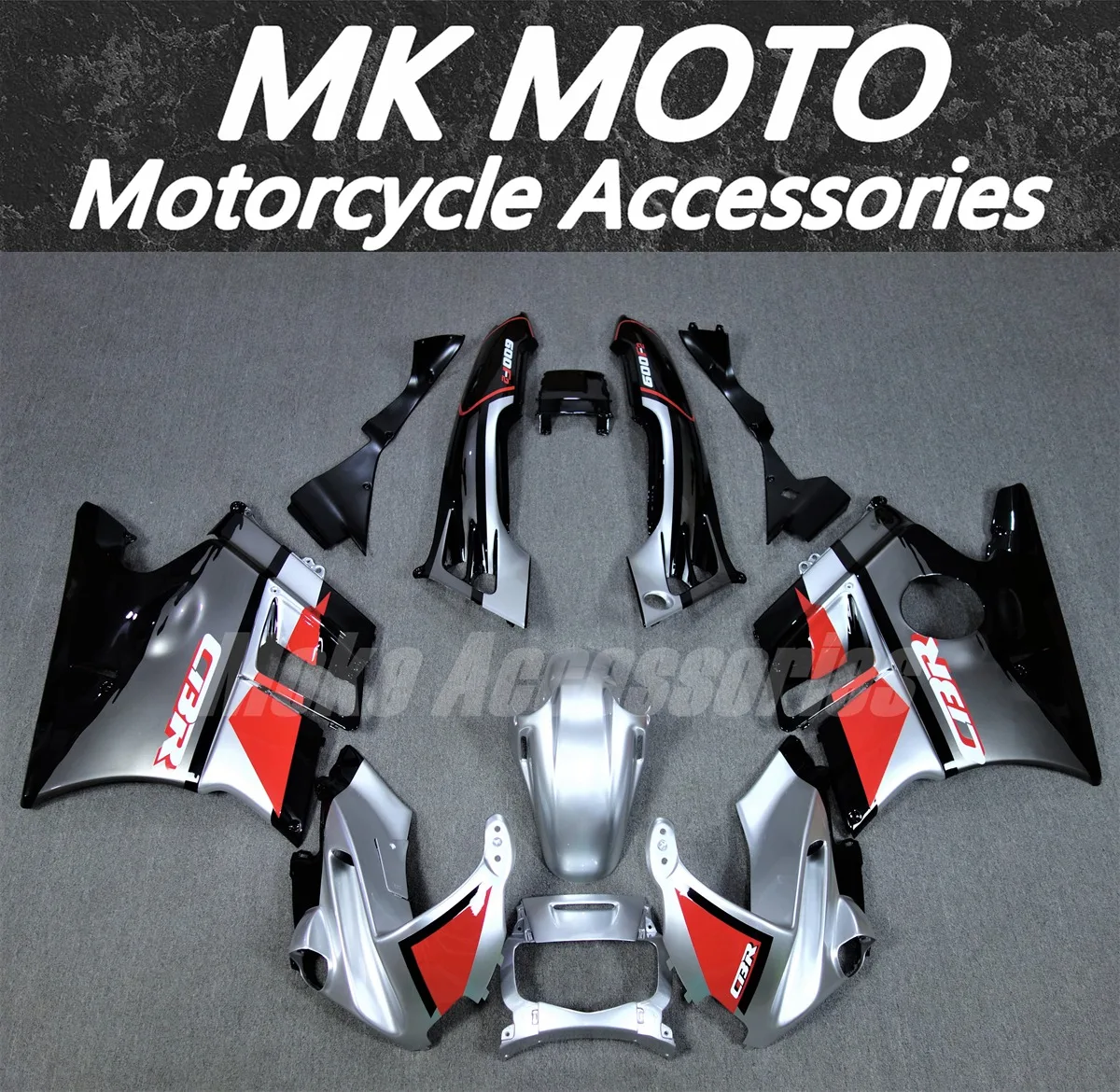 

Motorcycle Fairings Kit Fit For Cbr600f 1992-1994 F2 Bodywork Set Silver Red Black