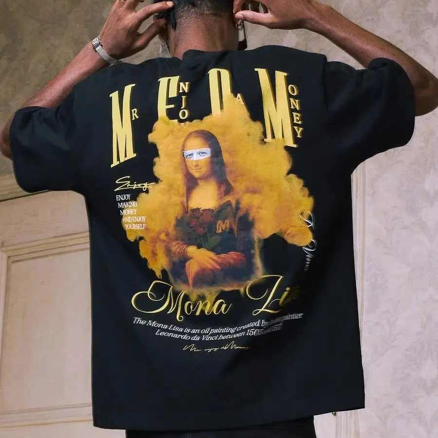 Spoofing اللوحة الشهيرة قصيرة الأكمام تي شيرت الرجال والنساء الصيف الأمريكية شارع العليا المتخصصة تصميم العصرية رداء علوي غير رسمي