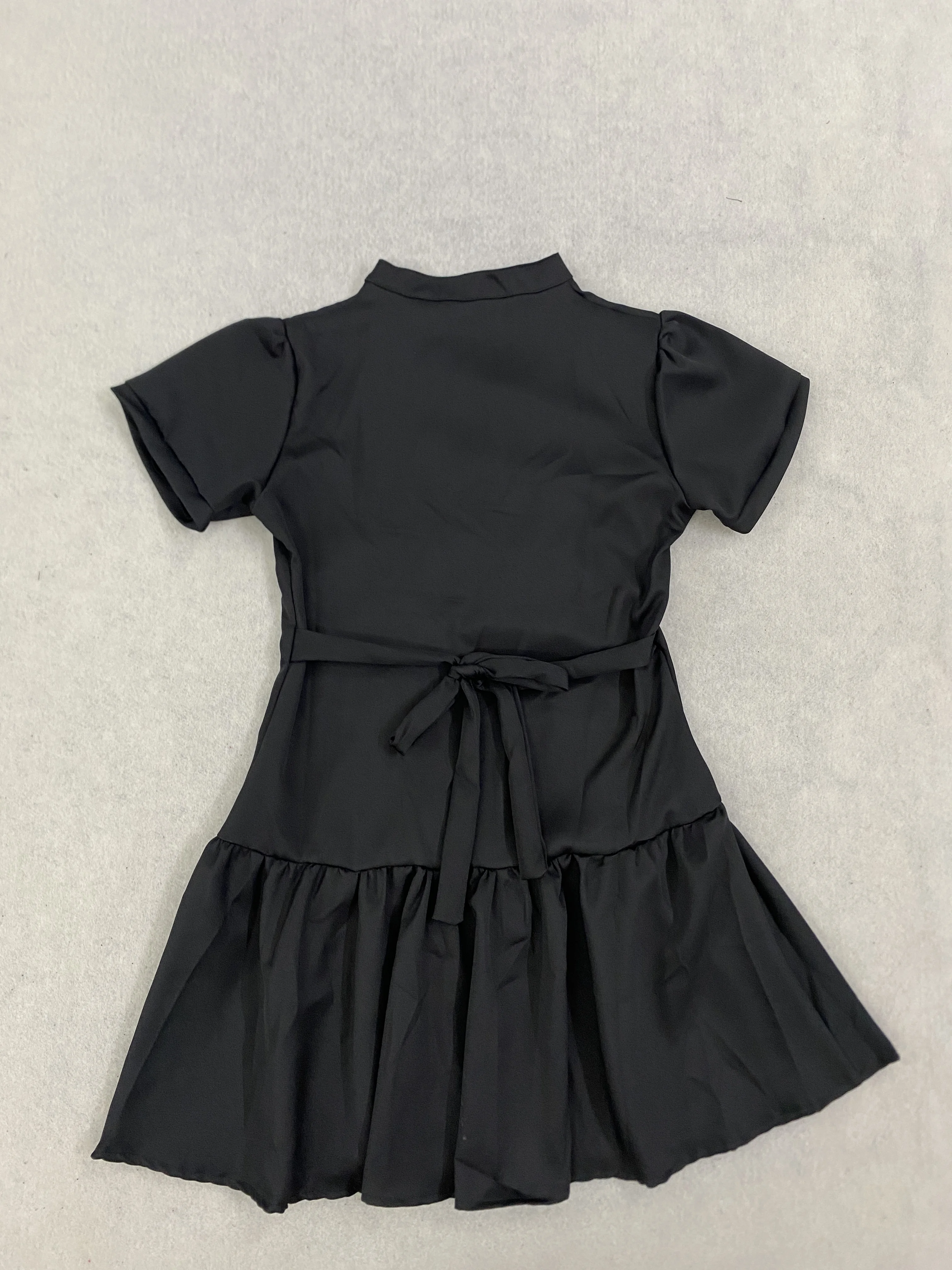 Damen Vintage Kariertes A-Linien-Minikleid Kurzarm Stehkragen Knopfleiste Plissiert Lässig Elegant Modisch – Detail 3
