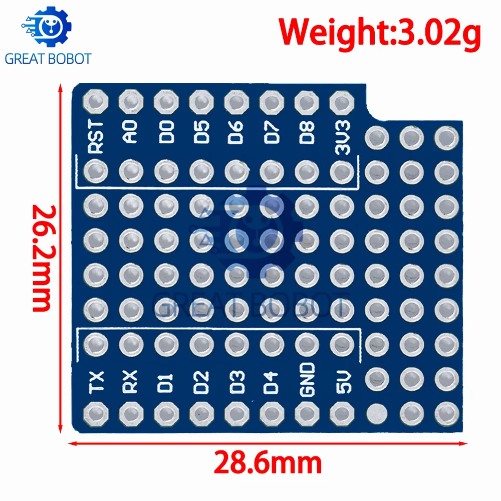 D1 Mini Double-Sided Prototype Perf Board Shield DIY Soldering Proto Board for Electronic Prototyping