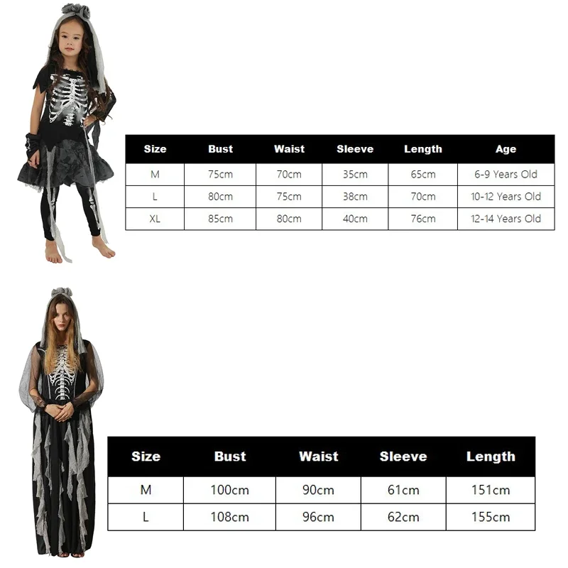 Snailify Women Gothic Skeleton Bride Costume Girl Corpse Bride Costumes Scary Skeleton Halloween Costume 2020 New Arrival