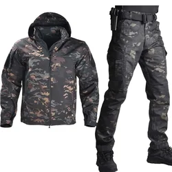 HAN WILD Tactical Jackets Pants Men Clothing Camo Hunting Clothes Uniform Airsoft Windproof Camping Coat Windbreaker New