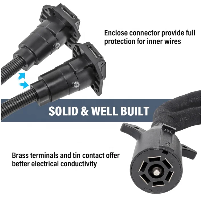 RV Blade 7Way Trailer Splitter direct plugs in Truck Camper and Trailer Male 7Way to Dual 7Pin Blade Female Connector  Y Adapter - view 3