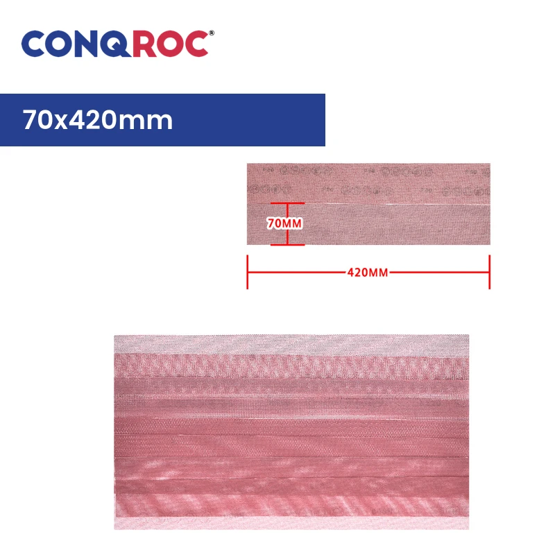 50-Piece 70x420mm Long Sanding Strips Aluminum Oxide Dust Free Mesh Grid Sanding Papers Hook and Loop Grit P80~800