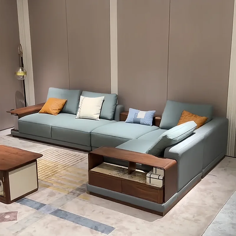 

North American, black walnut, corner, sofa, modern, minimalist, living room, straight row