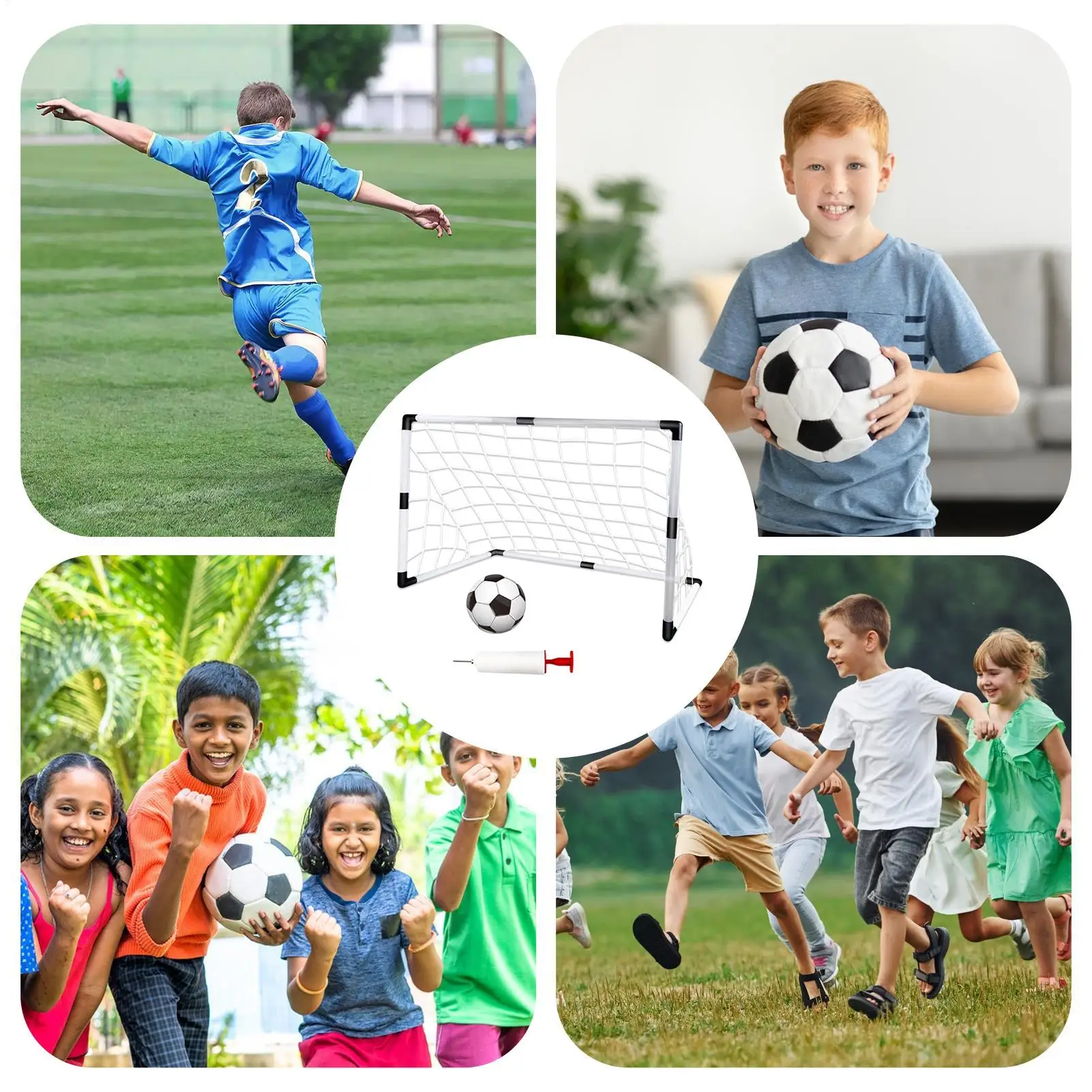 شبكة كرة القدم للأطفال، أهداف كرة القدم للشباب مع كرة القدم، معدات تدريب صغيرة قابلة للطي، ألعاب رياضية محمولة لملعب الفناء