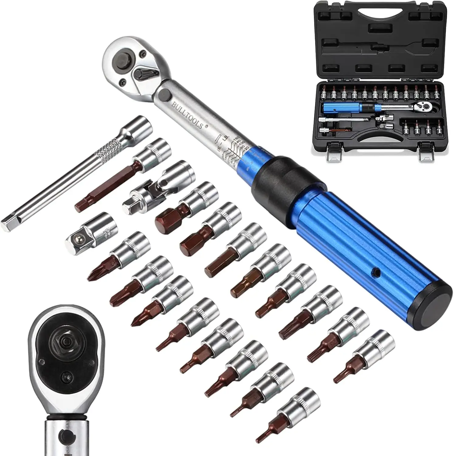 1/4-inch Drive Click Torque Wrench Set Dual-Direction Adjustable 90-tooth Torque Wrench