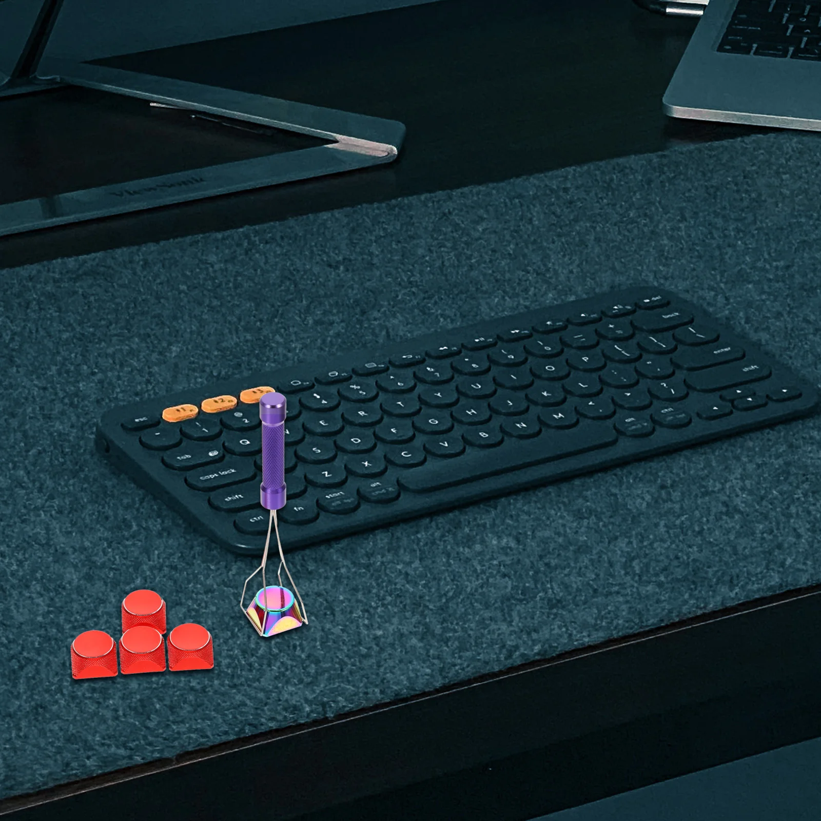 

Colorful Gradient Keycaps Mechanical Keyboard Metal Aluminum Durable Gaming Universal Replacement Set Cap Puller