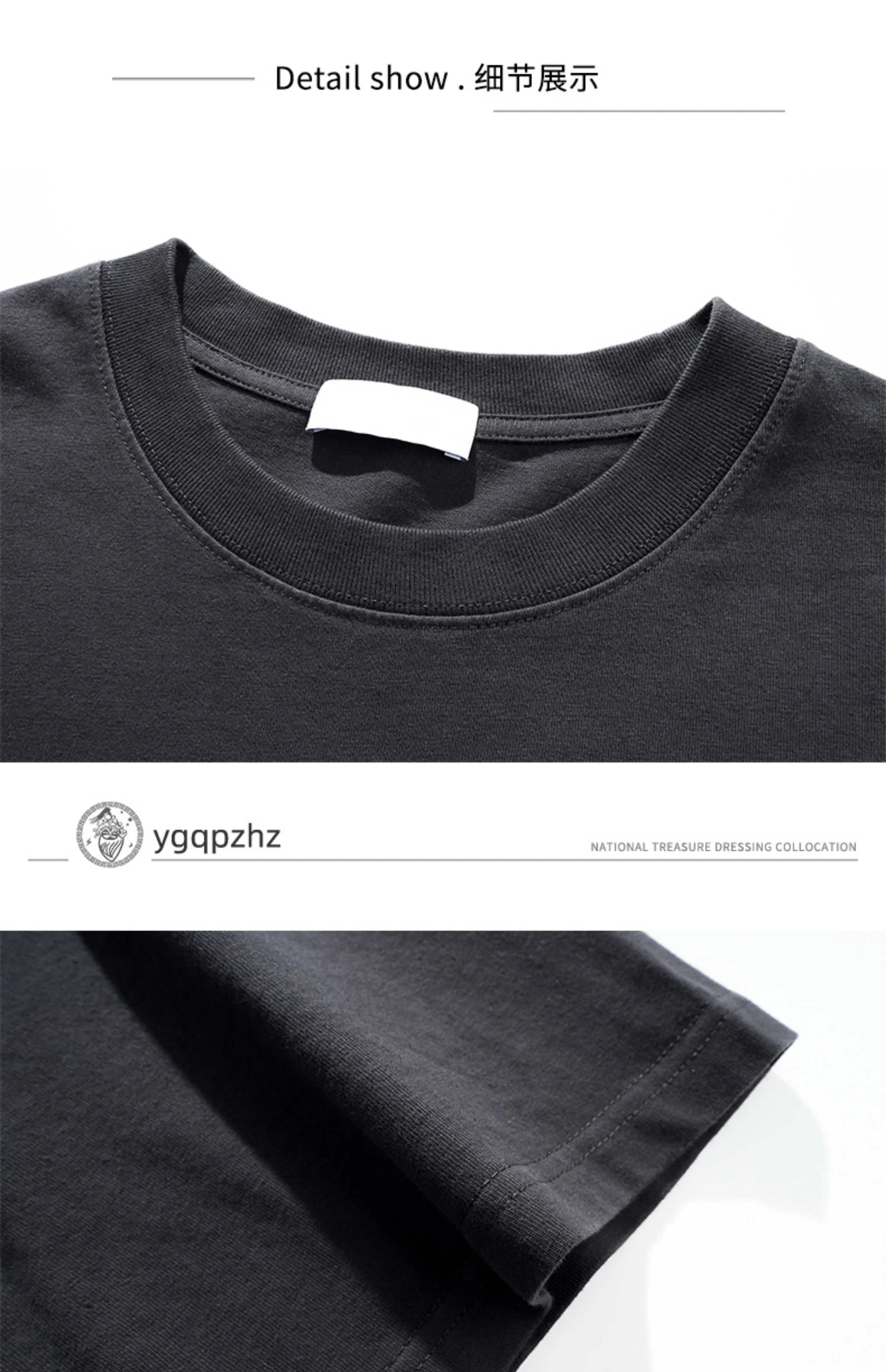 American Fashion High Street Retro Washed Cotton Quality Short Sleeve T-Shirt Men's Loose Casual Round Neck Half Sleeve Top
