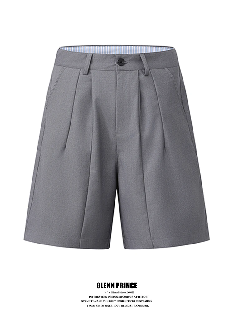 

GPstudio Korean Sle Men's Casual Double Pleat Suit orts Summer Loose Straight Leg Five-Quarter Length Online Exclusive