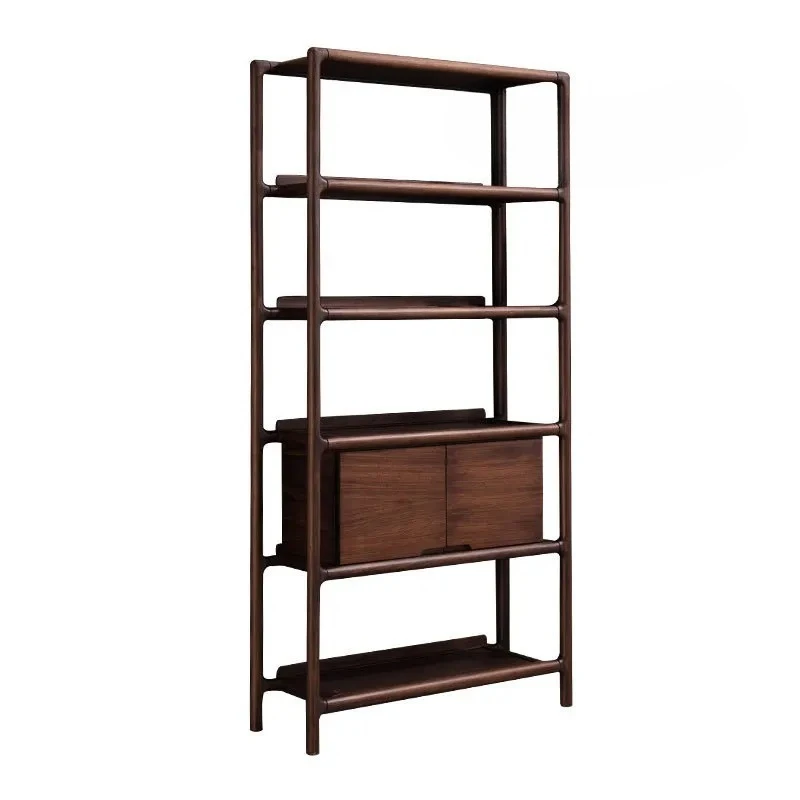 

New Chinese Style Black Walnut Antique Shelf American Retro Living Room Display Cabinet European Simple Display Rack