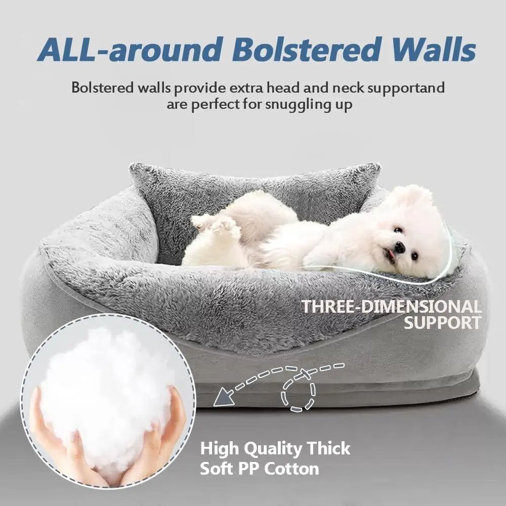

Orthopedic Dog Bed for Large Small Dogs Puppies Waterproof Soft Warm Pet Sleeping Sofa Non-Slip Removable Washable Features Gray