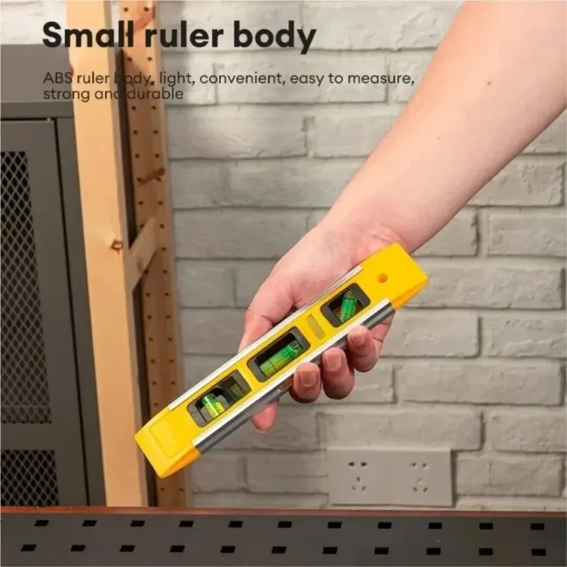 Shock Resistant Bubble Level Tool，For Measuring 9 Inch Torpedo Level, Magnetic Box Level with 45°/90°/180° Bubbles