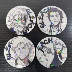 Japan Anime BLEACH Figures Kurosaki Ichigo Hirako Shinji Metal Laser Badge Character Ichimaru Gin Bags Decor Pins Xmas Gift