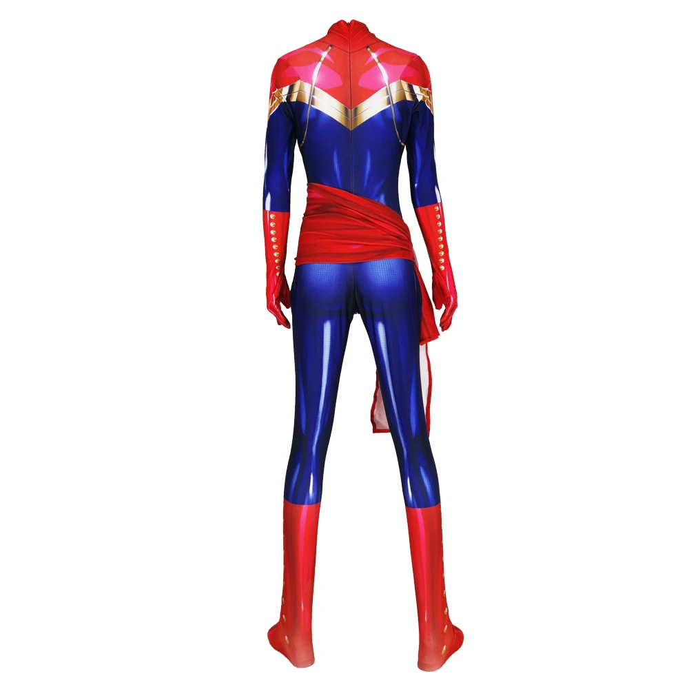 Halloween carol danvers cosplay traje adultos crianças do sexo feminino super-herói zentai terno mulher meninas bodysuit